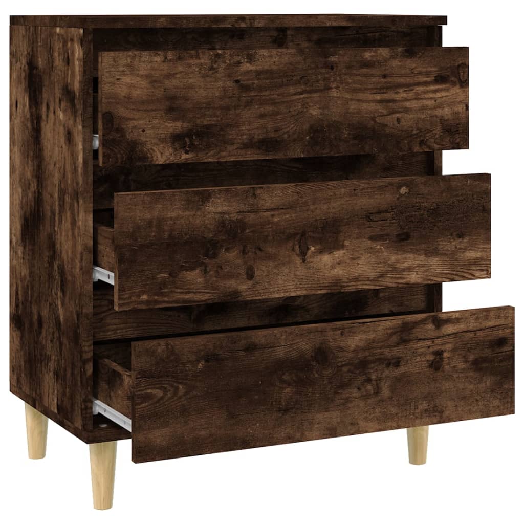 HKH Aparador Moderno en derivados de Madera, Madera de Eucalipto Maciza 60 X 35 X 70 Cm - Roble Ahumado