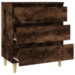 HKH Aparador Moderno en derivados de Madera, Madera de Eucalipto Maciza 60 X 35 X 70 Cm - Roble Ahumado