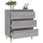 HKH Aparador Moderno en derivados de Madera, Madera de Eucalipto Maciza 60 X 35 X 70 Cm - Gris Sonoma