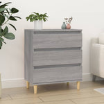 HKH Aparador Moderno en derivados de Madera, Madera de Eucalipto Maciza 60 X 35 X 70 Cm - Gris Sonoma