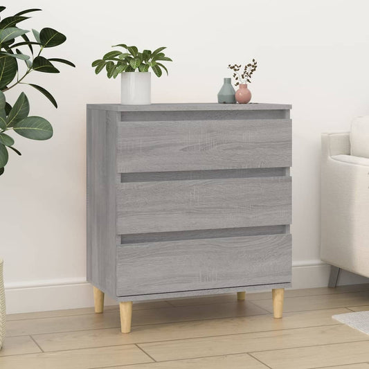 HKH Aparador Moderno em derivados de Madeira, Madeira de Eucalipto Maciça 60 X 35 X 70 Cm - Cinzento Sonoma