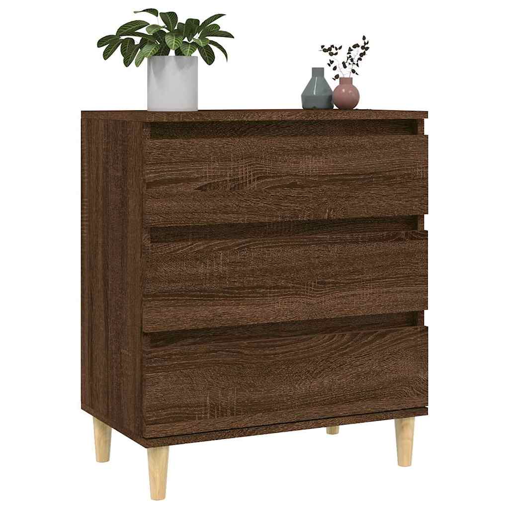 HKH Aparador Moderno en derivados de Madera, Madera de Eucalipto Maciza 60 X 35 X 70 Cm - Roble Marrón