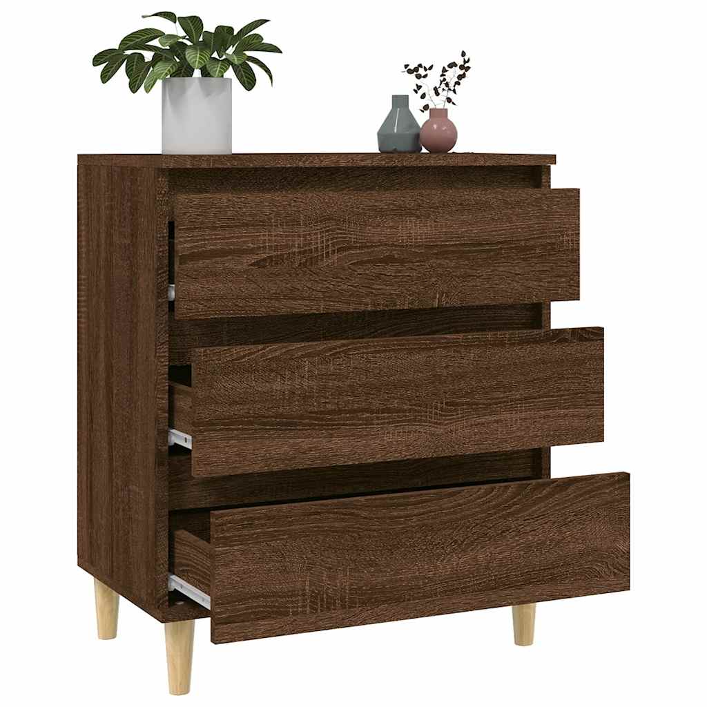 HKH Aparador Moderno en derivados de Madera, Madera de Eucalipto Maciza 60 X 35 X 70 Cm - Roble Marrón