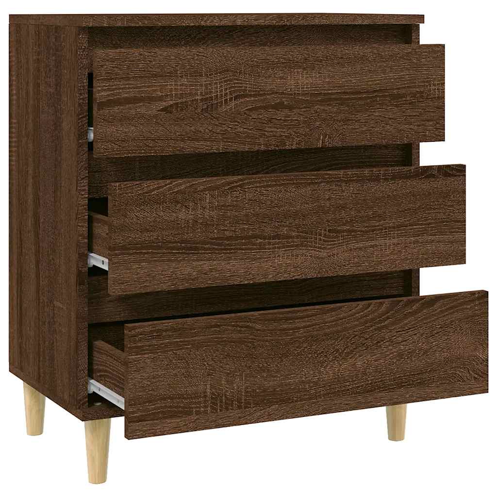 HKH Aparador Moderno en derivados de Madera, Madera de Eucalipto Maciza 60 X 35 X 70 Cm - Roble Marrón