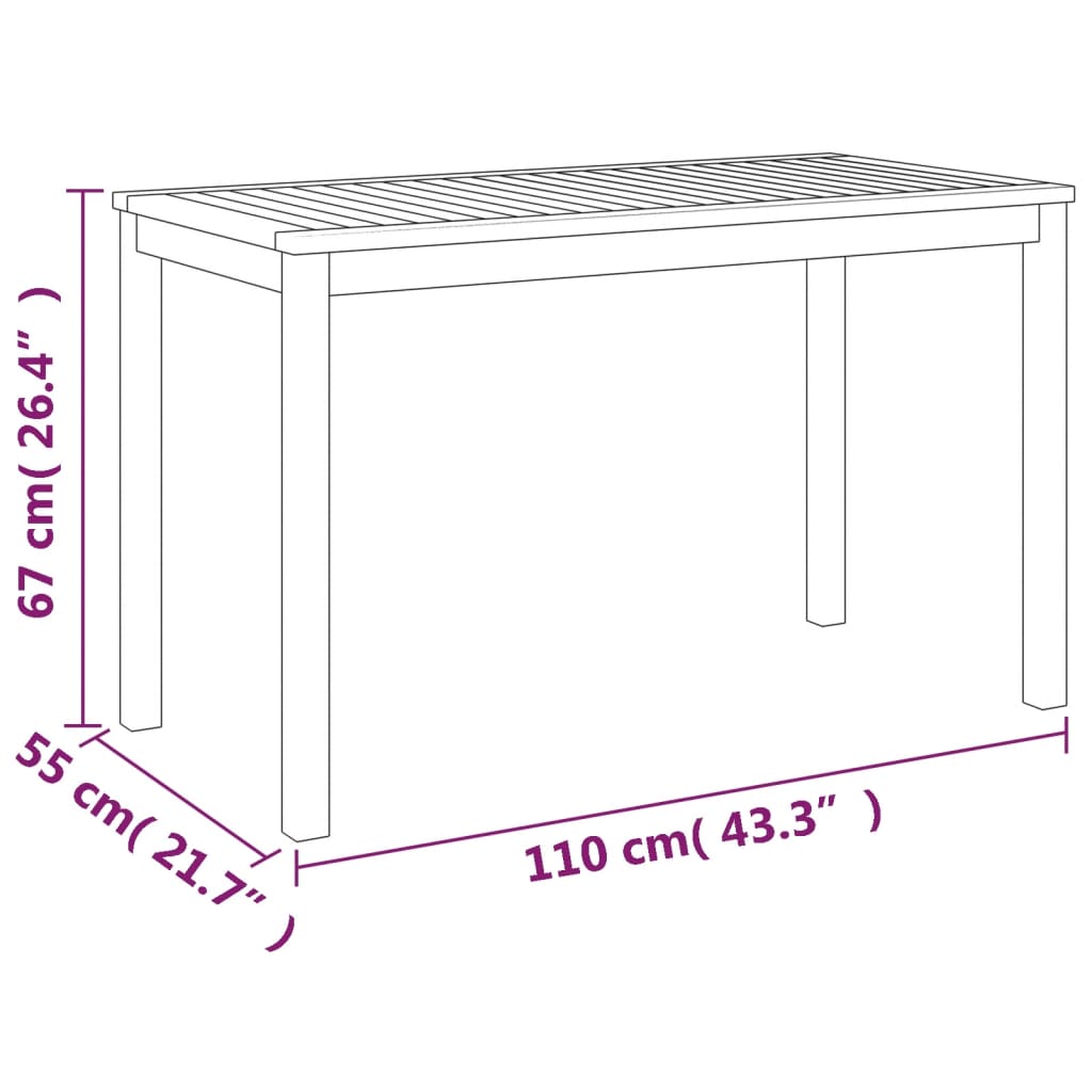HKH Mesa de Jardim 110x55x67 Cm Madeira de Acácia Maciça - Marrom