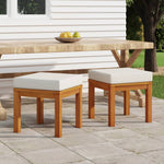 HKH Bancos de Jardim C/ Almofadões 2 Pcs 40x40x42 Acácia Maciça - Creme