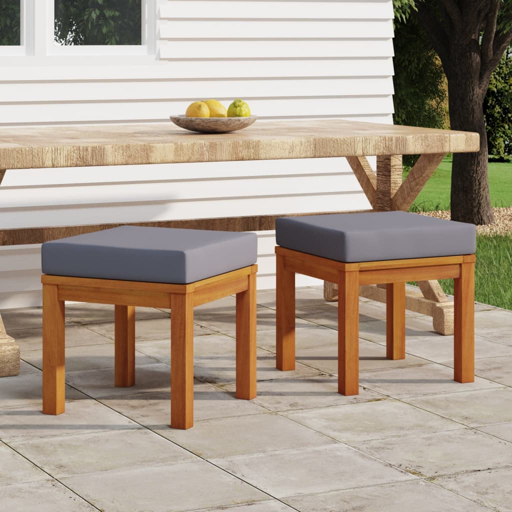 HKH Bancos de Jardim C/ Almofadões 2 Pcs 40x40x42 Acácia Maciça - Cinzento