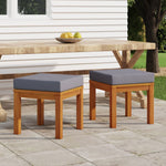 HKH Bancos de Jardim C/ Almofadões 2 Pcs 40x40x42 Acácia Maciça - Cinzento