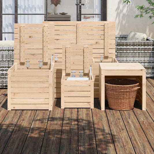 HKH 4 Pcs Conjunto De Caixas De Jardim Madeira De Pinho Maciça - Marrom