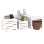 HKH 4 Pcs Conjunto De Caixas De Jardim Pinho Maciço - Branco