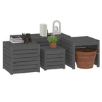 HKH 4 Pcs Conjunto De Caixas De Jardim Pinho Maciço - Cinzento