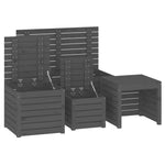 HKH 4 Pcs Conjunto De Caixas De Jardim Pinho Maciço - Cinzento