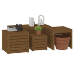 HKH 4 Pcs Conjunto De Caixas De Jardim Pinho Maciço Castanho Mel - Marrom