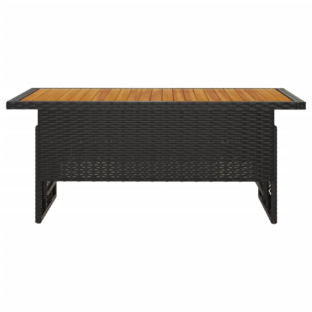 HKH Mesa de Jardín 100x50x43/63 Cm Acacia Maciza/mimbre PE - Negro