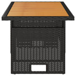 HKH Mesa de Jardim 100x50x43/63 Cm Acácia Maciça/vime Pe - Preto