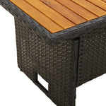 HKH Mesa de Jardim 100x50x43/63 Cm Acácia Maciça/vime Pe - Preto