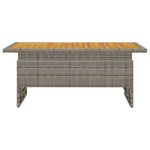 HKH Mesa de Jardim 100x50x43/63 Cm Acácia Maciça/vime Pe Cinza - Preto