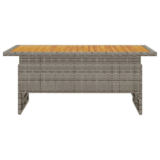 HKH Mesa de Jardim 100x50x43/63 Cm Acácia Maciça/vime Pe Cinza - Preto