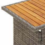 HKH Mesa de Jardim 100x50x43/63 Cm Acácia Maciça/vime Pe Cinza - Preto