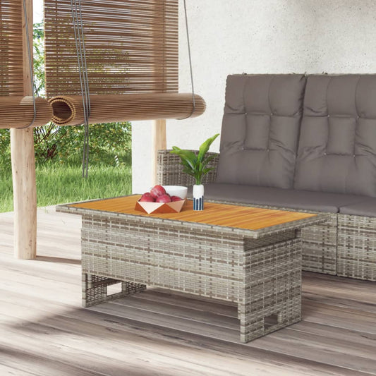 HKH Mesa de Jardim 100x50x43/63 Cm Acácia Maciça/vime Pe Cinza - Preto