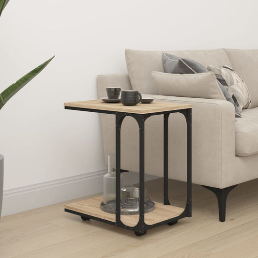 Mesa auxiliar HKH con ruedas, de roble y de madera reconstituida