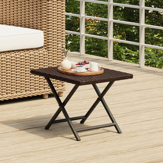 HKH Mesa Dobrável 45x35x32 Cm Vime Pe Castanho - Marrom