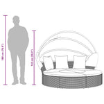 HKH Cama Lounge De Exterior C/ Toldo E Almofadões Vime Pe Castanho - Marrom