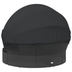 HKH Cama Lounge De Exterior C/ Toldo E Almofadões Vime Pe - Preto