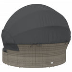 HKH Cama Lounge De Exterior C/ Toldo E Almofadões Vime Pe Cinzento - Cinzeto