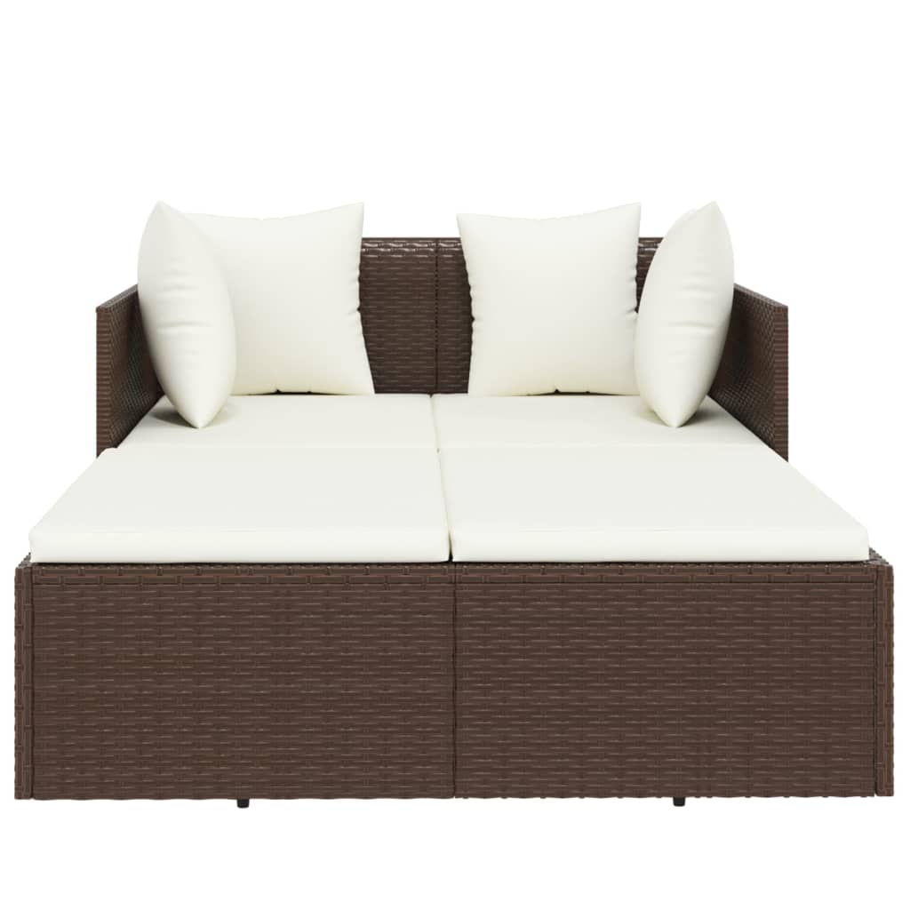 HKH Tumbona C/ Cojines 182x118x63 Cm Ratán Pe Marrón - Marrón