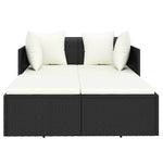 HKH Espreguiçadeira C/ Almofadões 182x118x63 Cm Vime Pe - Preto