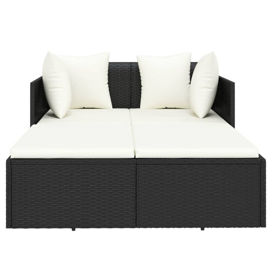 HKH Espreguiçadeira C/ Almofadões 182x118x63 Cm Vime Pe - Preto