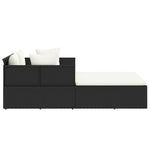 HKH Espreguiçadeira C/ Almofadões 182x118x63 Cm Vime Pe - Preto