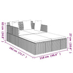 HKH Espreguiçadeira C/ Almofadões 182x118x63 Cm Vime Pe - Preto