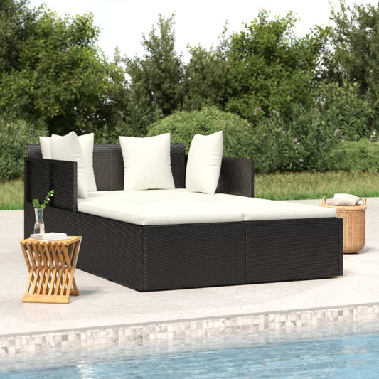 HKH Espreguiçadeira C/ Almofadões 182x118x63 Cm Vime Pe - Preto