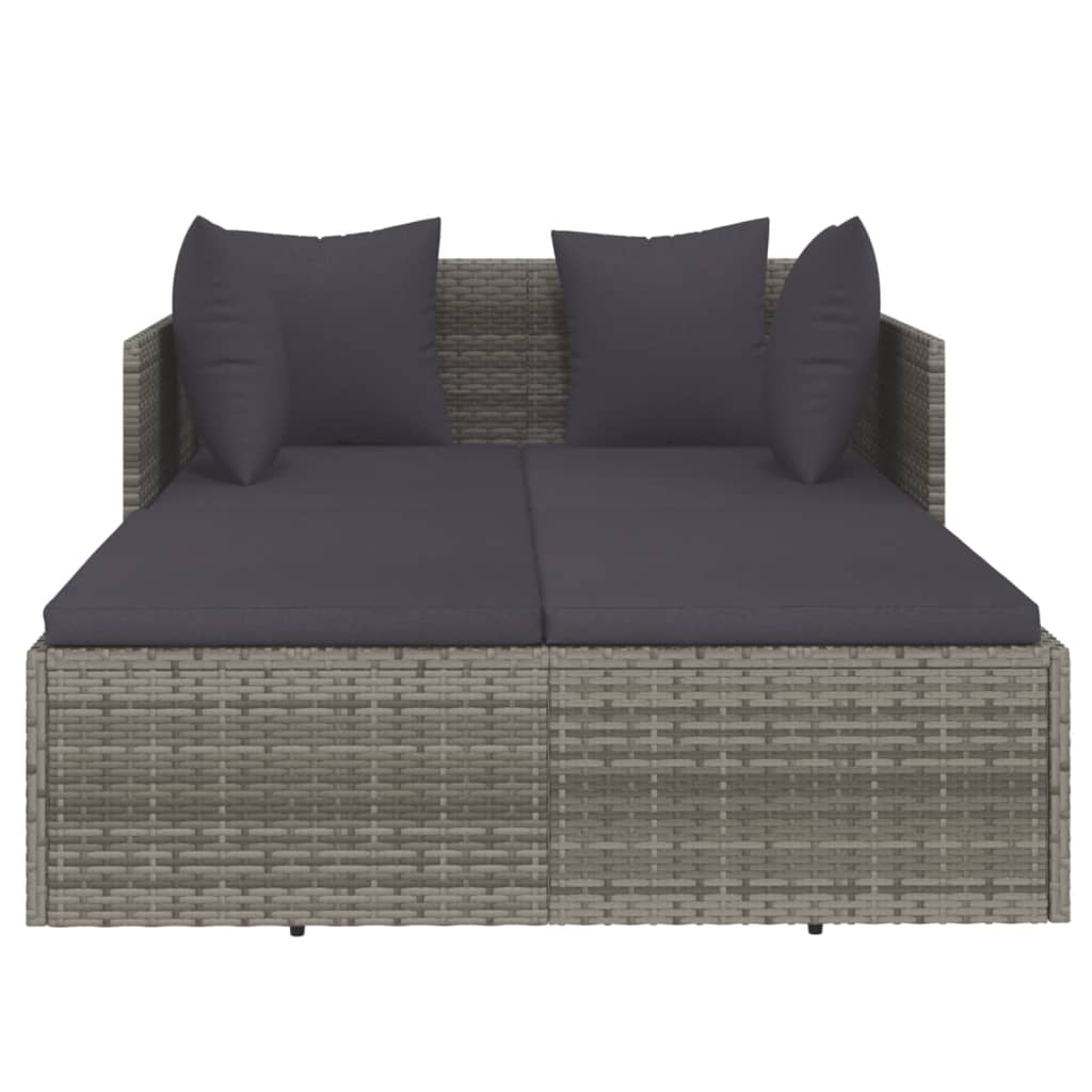 HKH Tumbona con Cojines Grises 182x118x63 Cm Ratán PE - Gris