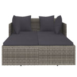 HKH Espreguiçadeira Com Almofadões Cinzentos 182x118x63 Cm Vime Pe - Cinzeto