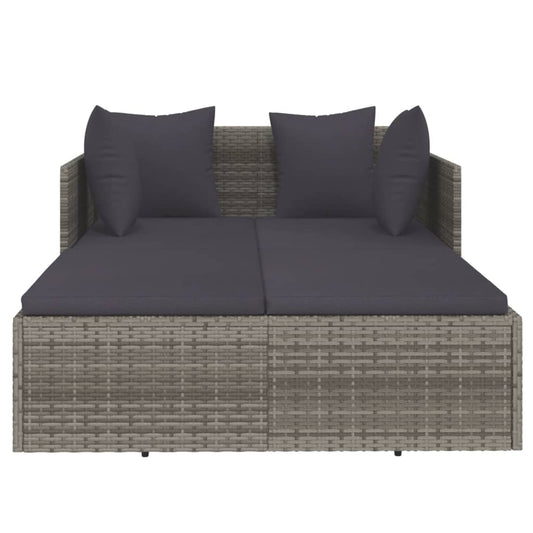 HKH Espreguiçadeira Com Almofadões Cinzentos 182x118x63 Cm Vime Pe - Cinzeto
