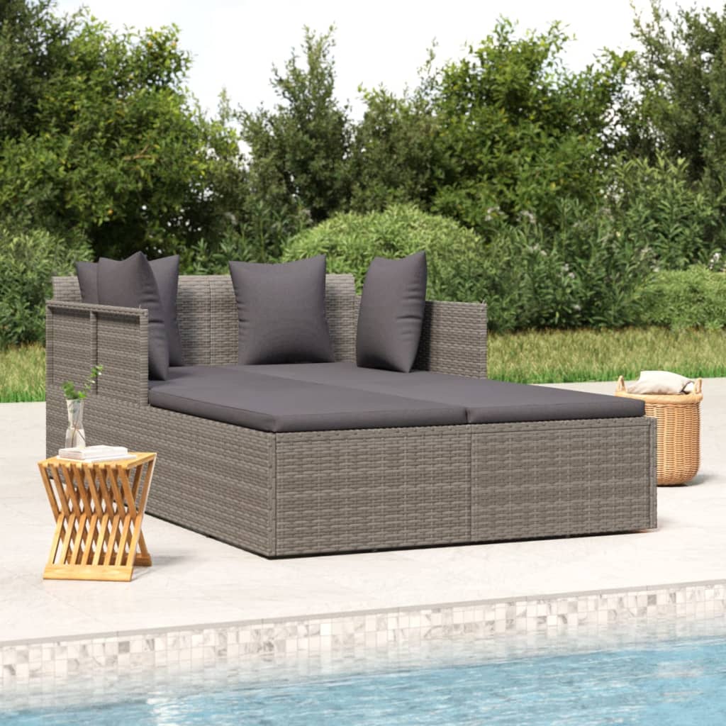 HKH Tumbona con Cojines Grises 182x118x63 Cm Ratán PE - Gris