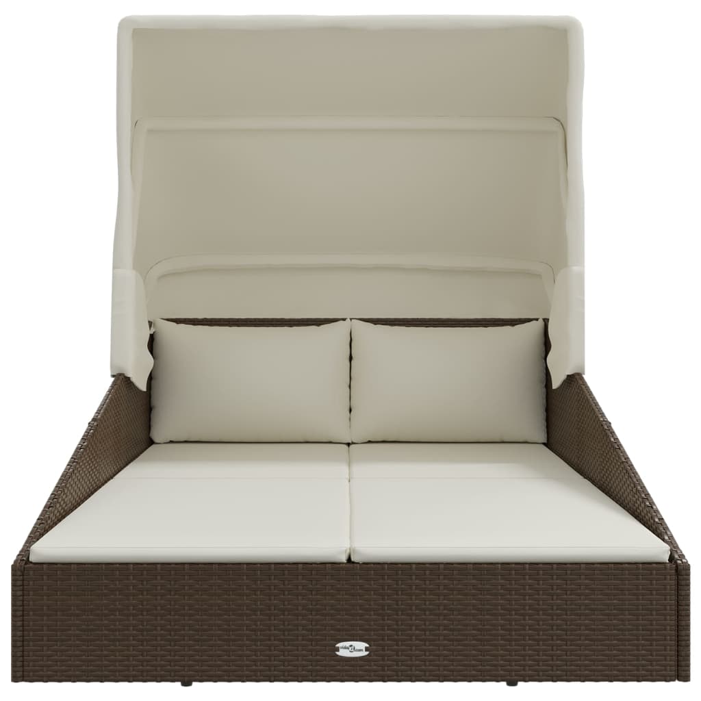 HKH Tumbona con Toldo Plegable 200x114x128cm Mimbre PE Marrón - Marrón