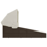 HKH Espreguiçadeira C/ Teto Dobrável 200x114x128cm Vime Pe Castanho - Marrom