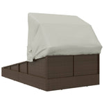 HKH Espreguiçadeira C/ Teto Dobrável 200x114x128cm Vime Pe Castanho - Marrom