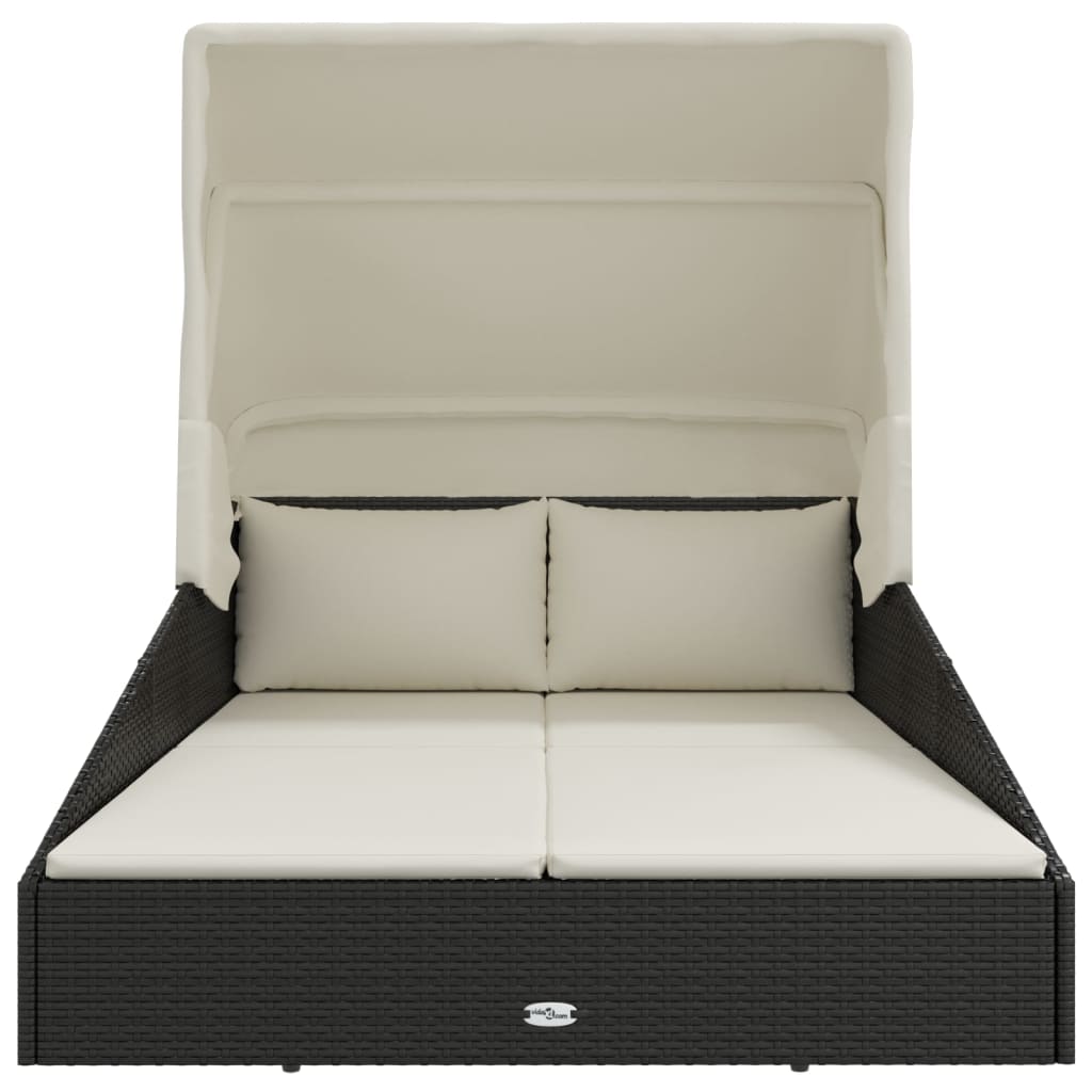 HKH Tumbona con Techo Plegable 200x114x128 Cm Ratán Pe - Negro