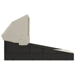 HKH Espreguiçadeira C/ Teto Dobrável 200x114x128 Cm Vime Pe - Preto