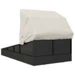 HKH Espreguiçadeira C/ Teto Dobrável 200x114x128 Cm Vime Pe - Preto