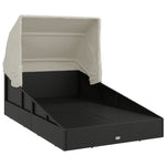 HKH Espreguiçadeira C/ Teto Dobrável 200x114x128 Cm Vime Pe - Preto