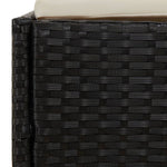 HKH Espreguiçadeira C/ Teto Dobrável 200x114x128 Cm Vime Pe - Preto