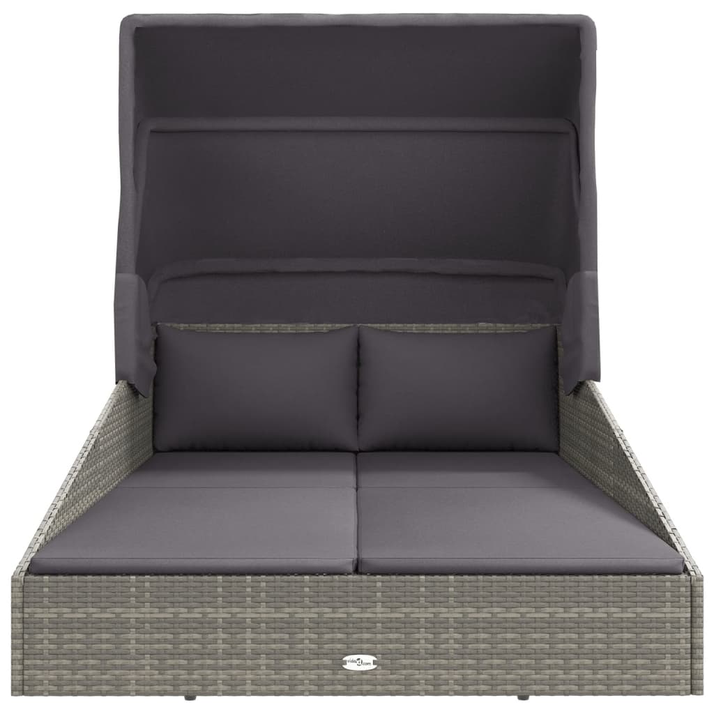 HKH Tumbona C/ Techo Plegable 200x114x128 Cm Ratán Pe Gris - Gris