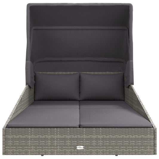 HKH Espreguiçadeira C/ Teto Dobrável 200x114x128 Cm Vime Pe Cinza - Cinzeto