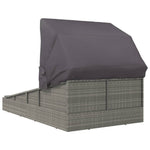 HKH Espreguiçadeira C/ Teto Dobrável 200x114x128 Cm Vime Pe Cinza - Cinzeto